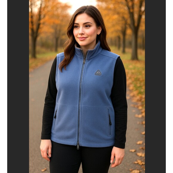 Vintage Nike ACG Vest Women’s XL Blue Therma-Fit Fleece 2-Way Zip Pockets 90s - Picture 1 of 10